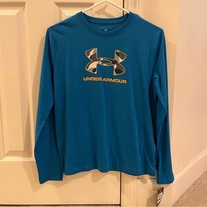 Boys Under Armour Blue Long Sleeve Shirt